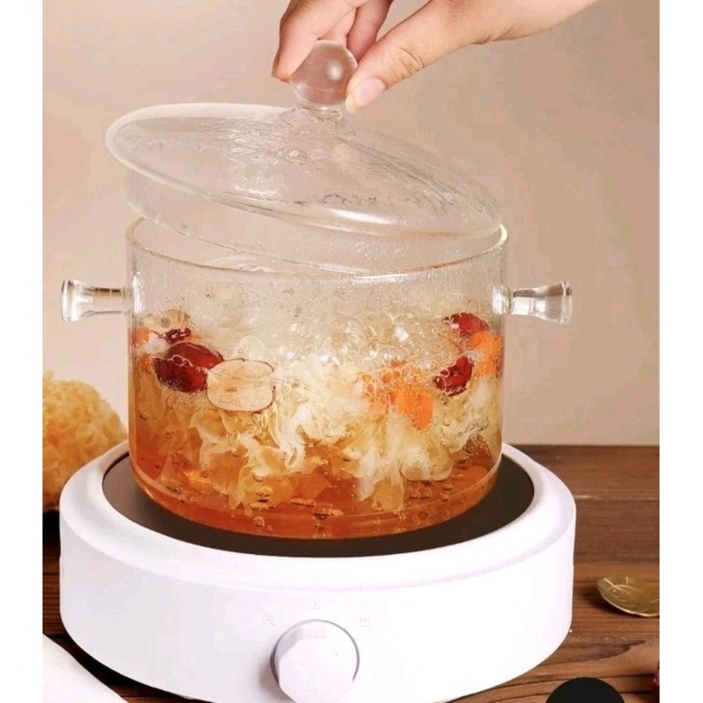 Clear Glass Pot Set for Cooking On Stove - 1.l/45 Fl Oz Glass Cookware Simme... - Picture 4 of 9